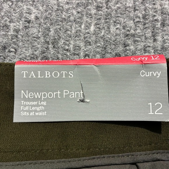 Talbots Newport Pants Womens 12 Green Curvy Trouser Leg Full Length High Rise - Picture 8 of 12